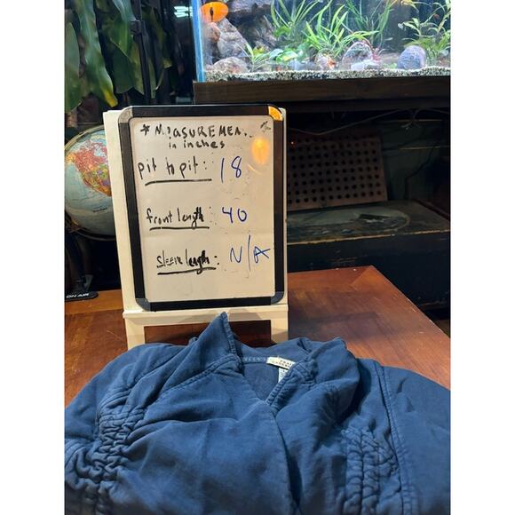 Prairie Underground dress Organic Cotton Wrap Surplice Lagenlook Navy Blue sz M - Picture 7 of 7